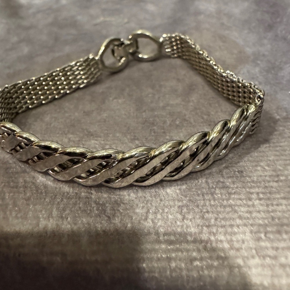 Hobe Vintage Silver‎ Tone Braided Link Chain Bracelet